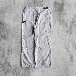 Vintage Tommy Hilfiger Carpenter Grey Workwear Baggy Wide Leg Jeans Mens 36x30